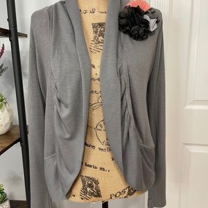 Maurices Grey Cardigan with Cute Floral Embellishment. Size L . NWT!!